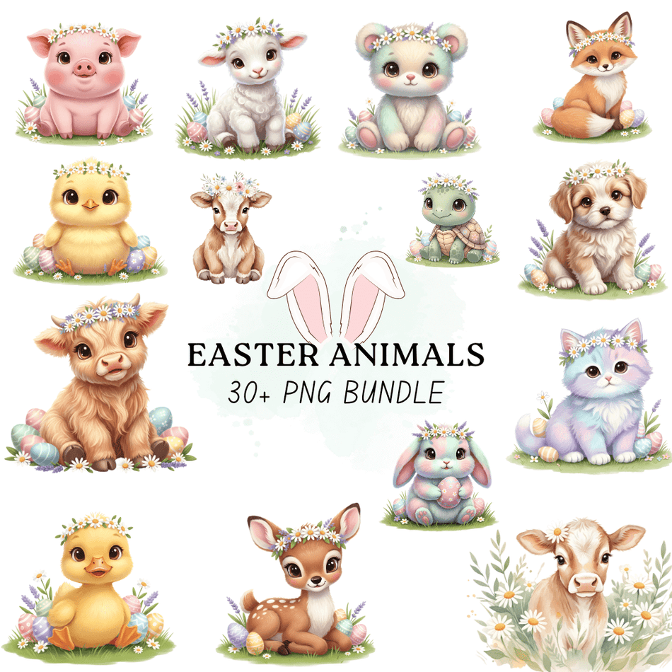 EasterAnimalsClipartBundleSpringPNGImagesDownload