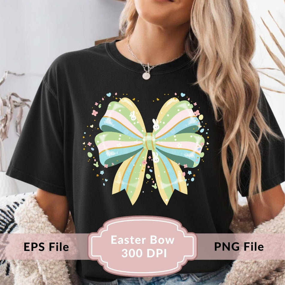 EasterBowPNGPastelBunnyBowSublimationDesign