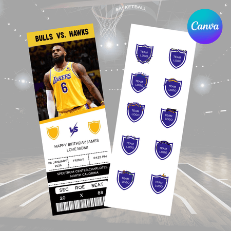 EditableBasketballGameTicketSurpriseGiftTemplate