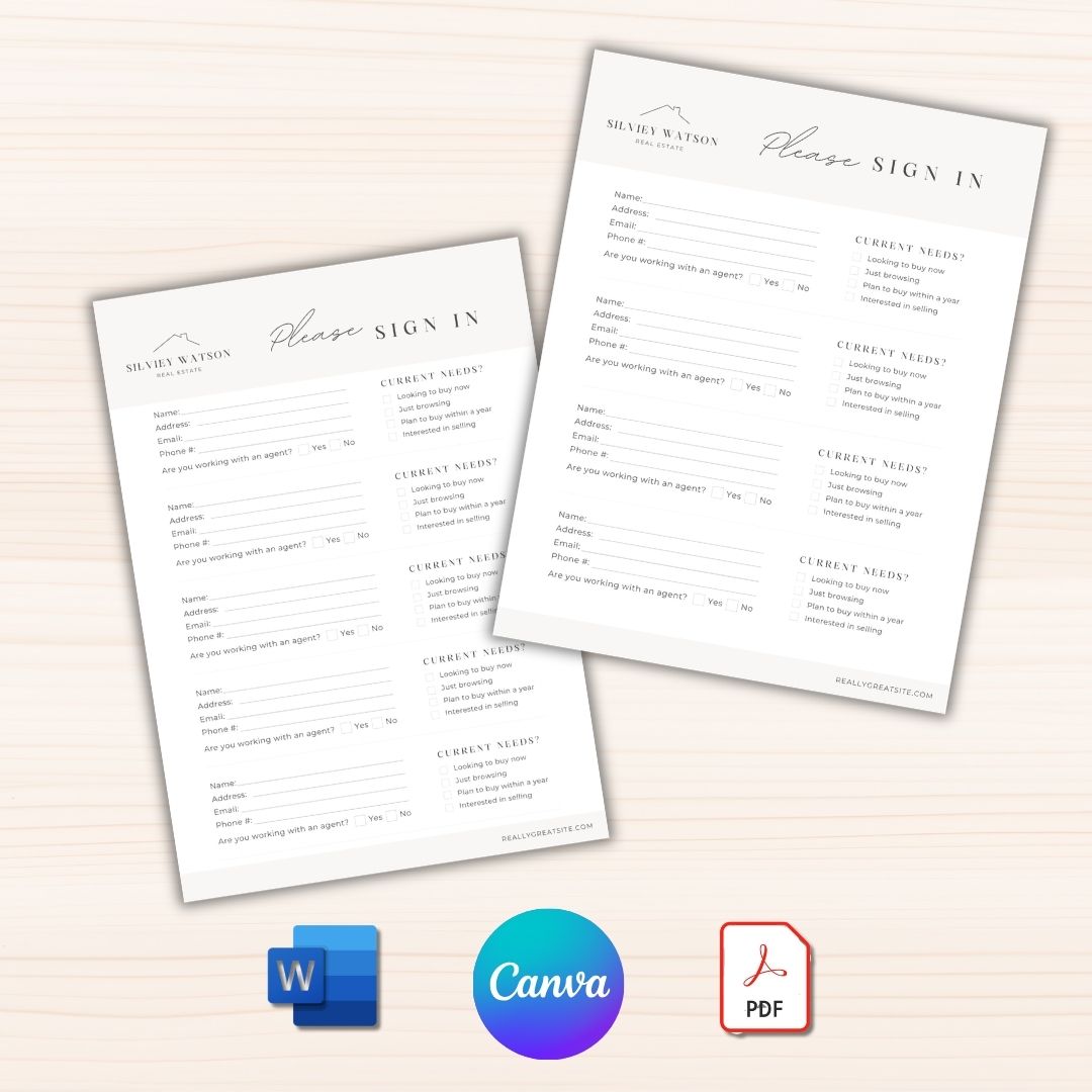 Two sign-in sheets on a light background with software icon logos.