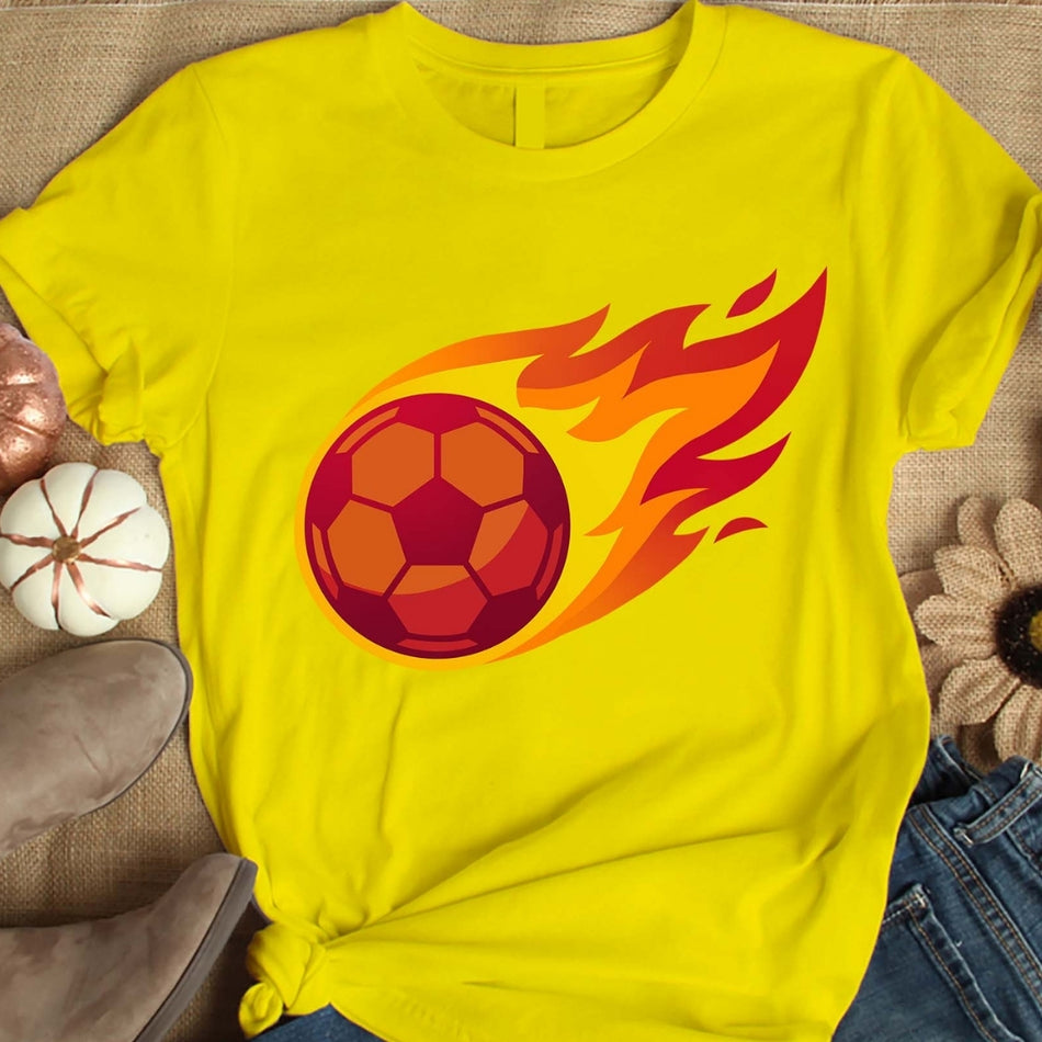Flaming Soccer Ball PNG, Soccer Sublimation Design, Fire Football Graphic Tee PNG, Sports Mom Shirt Design, Athlete Digital Download A 1602
