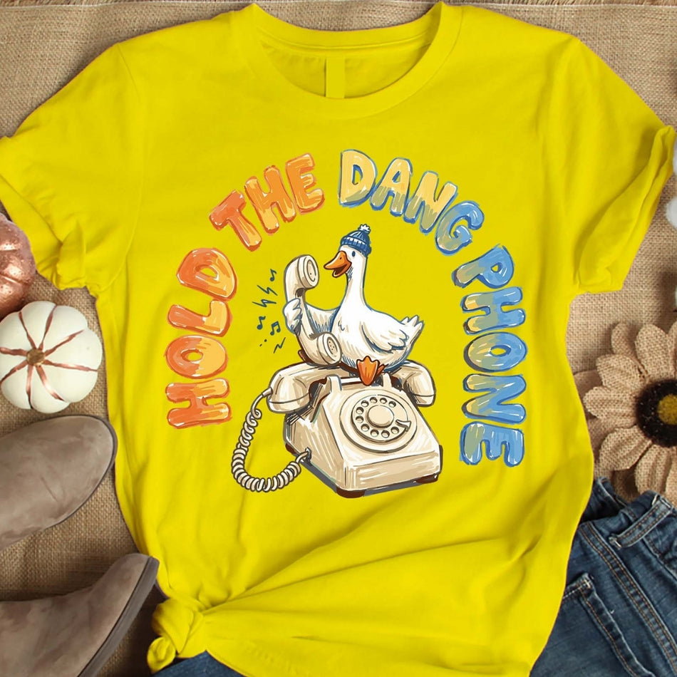 Hold The Dang Phone PNG, Funny Goose Shirt Design, Retro Farm Animal Graphic, Country Humor Quote, Sublimation Download A1585