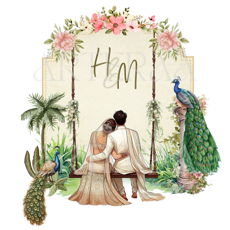 HM Wedding couple Logo PNG | 5 Monogram Designs | Digital Download for Cards & Invites