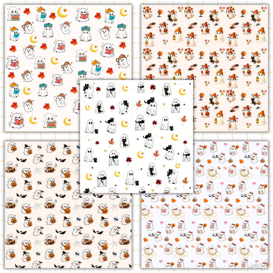 Halloween Ghost Digital Paper Bundle | 30 Seamless PNG Patterns | Spooky Sublimation Designs | Instant Download - C57