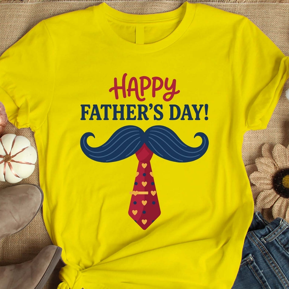 Happy Father’s Day PNG, Funny Dad Shirt Design, Mustache Tie Sublimation Print, Father Day SVG, Dad Gift Graphic, Retro Family Digital File A1614