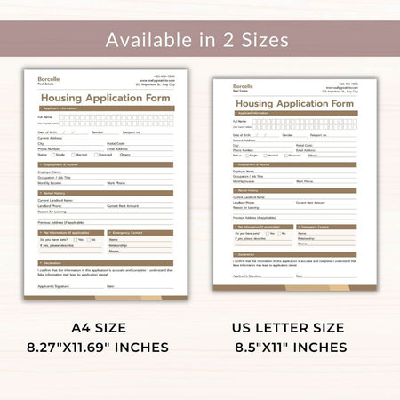 HousingApplicationFormTemplateInstantDownload