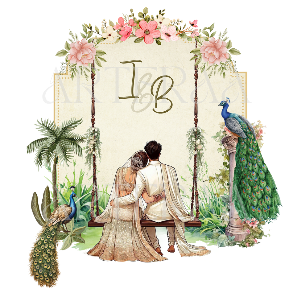IB Wedding couple Logo PNG | 5 Monogram Designs | Digital Download for Cards & Invites