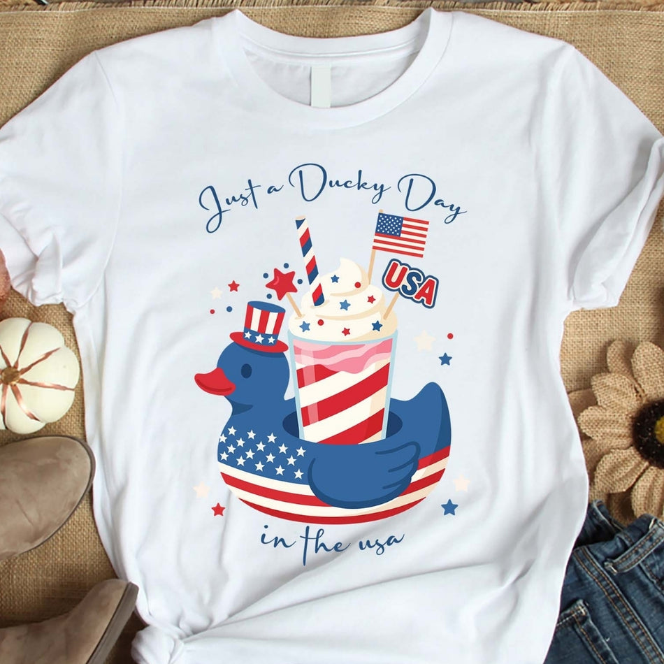 Just A Ducky Day In The USA PNG, 4th Of July Duck Shirt Design, Patriotic Summer Sublimation PNG, Independence Day Graphic A1624