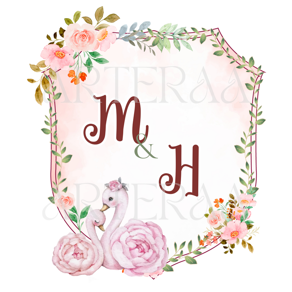 MH Wedding couple Logo PNG | 5 Monogram Designs | Digital Download for Cards & Invites