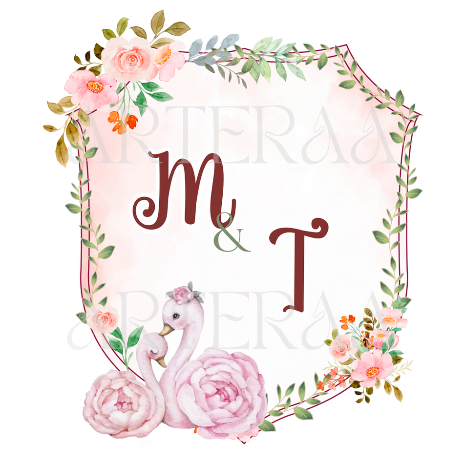 MT Wedding couple Logo PNG | 5 Monogram Designs | Digital Download for Cards & Invites
