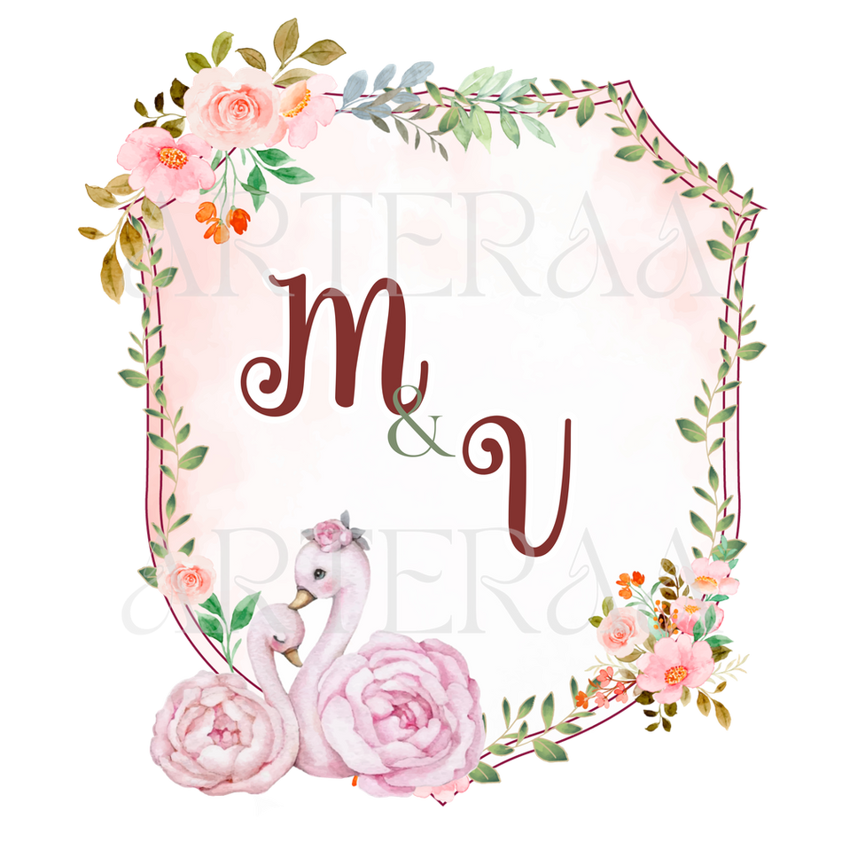 MV Wedding couple Logo PNG | 5 Monogram Designs | Digital Download for Cards & Invites
