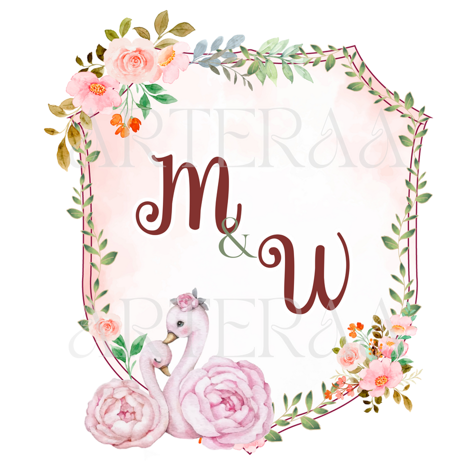 MW Wedding couple Logo PNG | 5 Monogram Designs | Digital Download for Cards & Invites