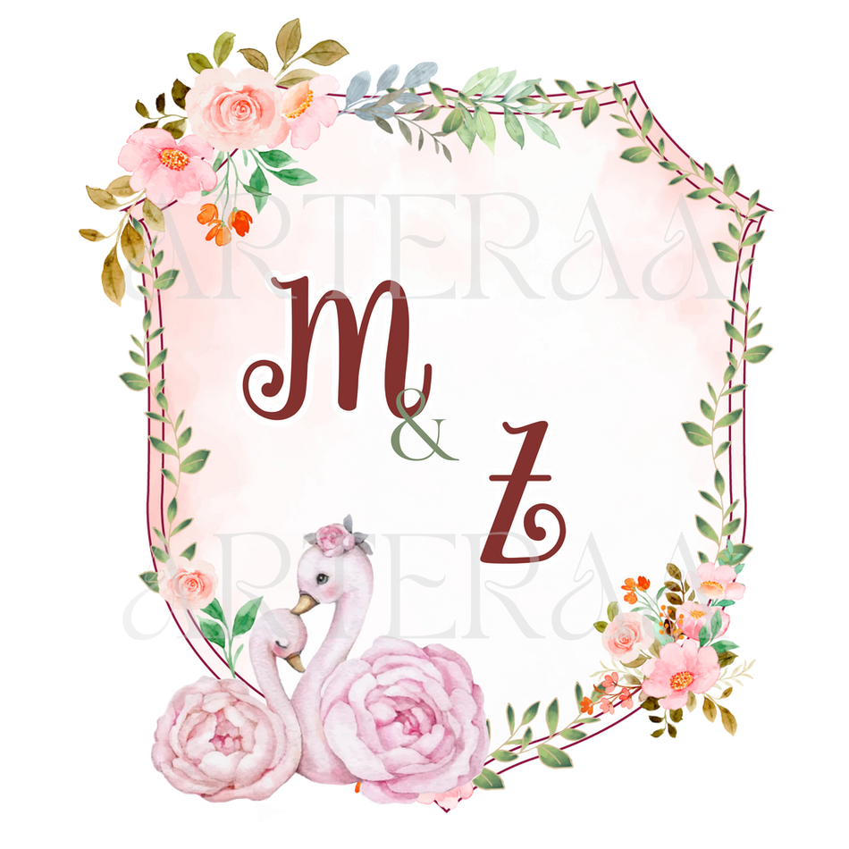 MZ Wedding couple Logo PNG | 5 Monogram Designs | Digital Download for Cards & Invites