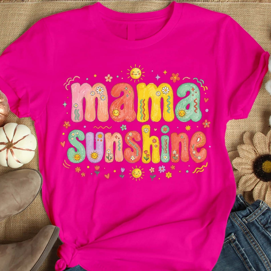 Mama Sunshine PNG Design, Retro Floral Mom Sublimation Graphic, Colorful Groovy Mama Shirt Print, Cute Motherhood Clipart, Digital Download A 1550