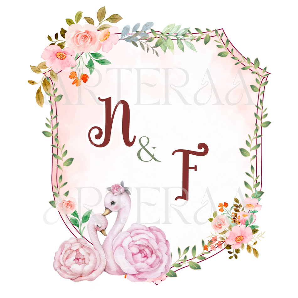 NF Wedding couple Logo PNG | 5 Monogram Designs | Digital Download for Cards & Invites
