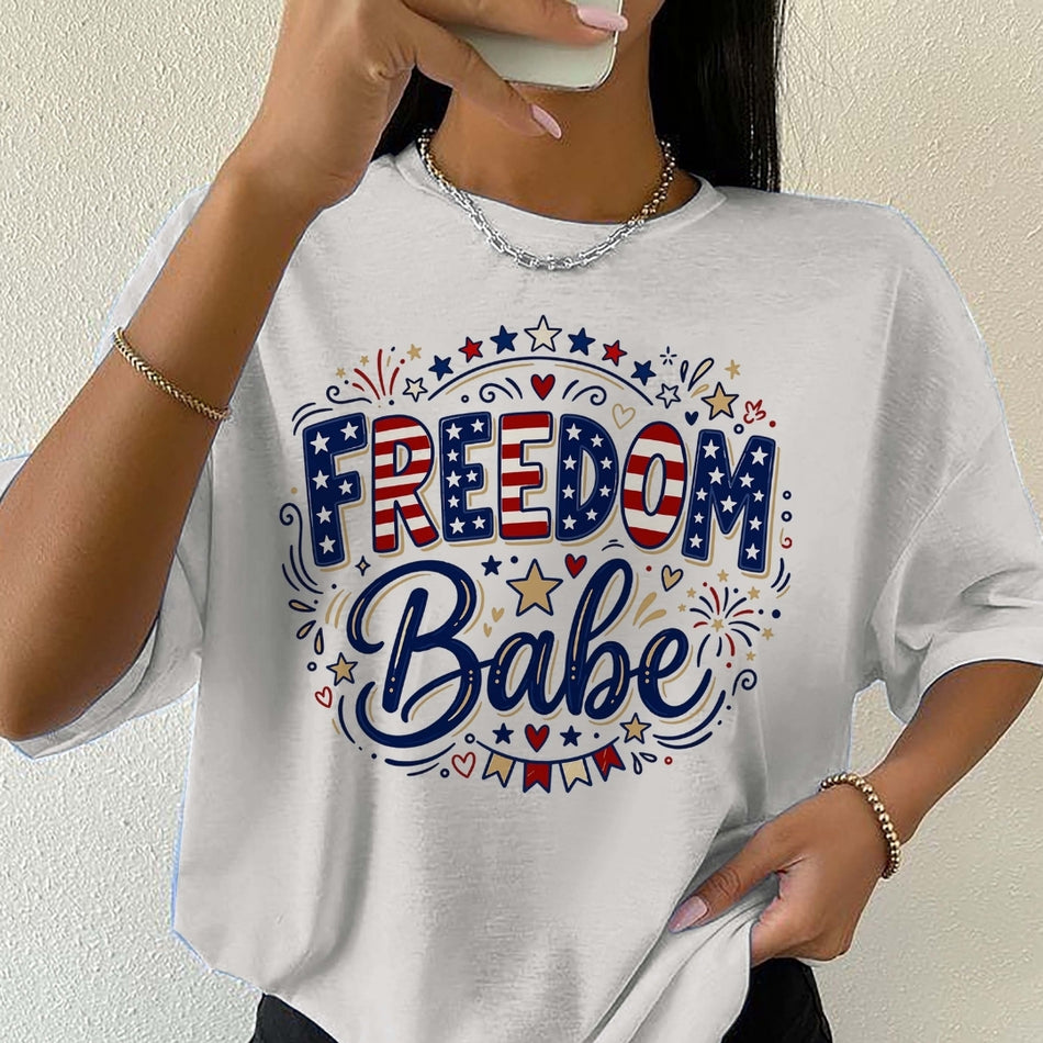 Freedom Babe PNG, Patriotic Sublimation Design, Fourth of July Shirt Graphic, USA Independence Day PNG, American Girl Digital Download A 1581