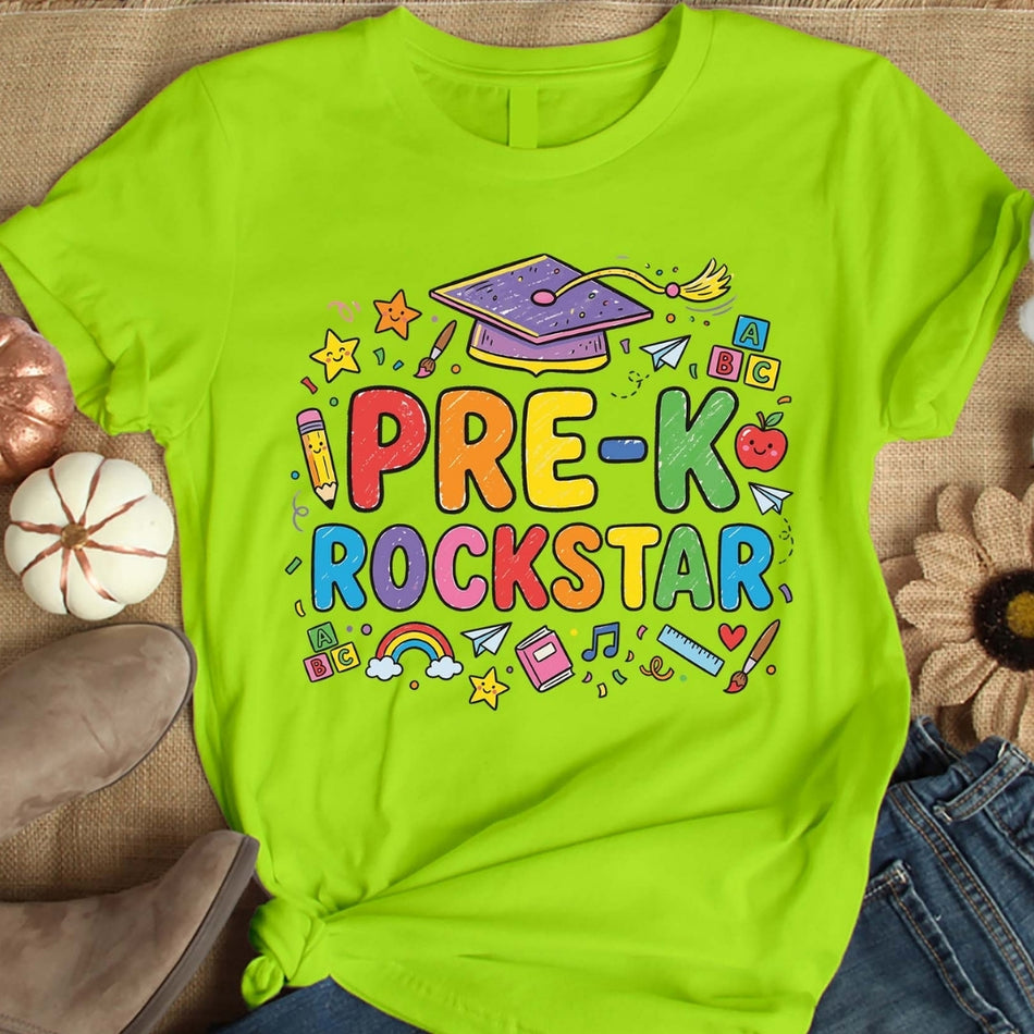Pre-K Rockstar PNG, Preschool Graduation Shirt Design, Kindergarten Sublimation, First Day of School Graphic, Teacher Printable PNG A 1575