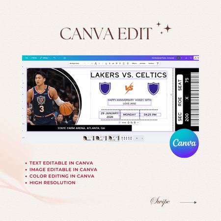 PrintableBasketballTicketCanvaEditableDesign