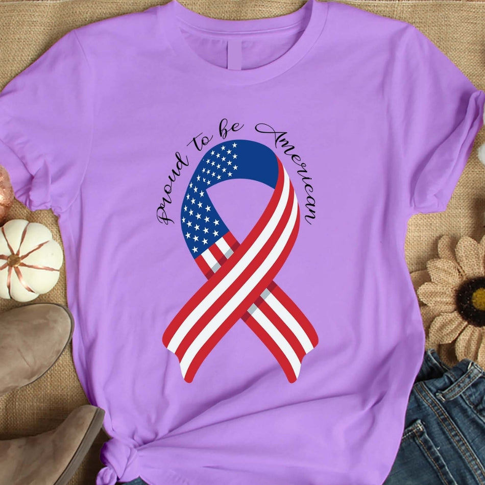 Proud to Be American PNG, Patriotic Ribbon Shirt Design, USA Flag Sublimation Graphic, Fourth of July Digital Download, Memorial Day Tee Art A 1561