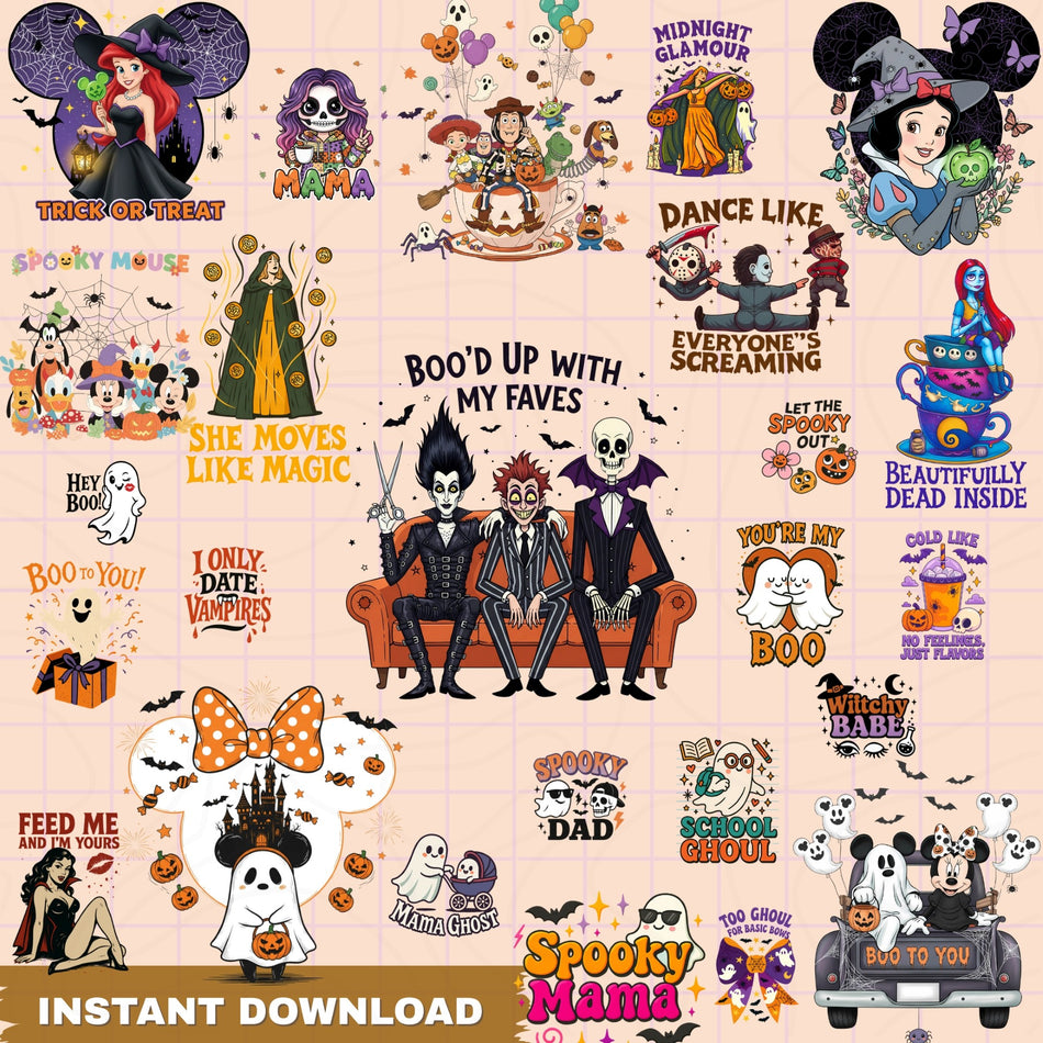 Spooky Mouse Halloween PNG Bundle | 50 Disney-Inspired Sublimation Designs | Instant Download - C58
