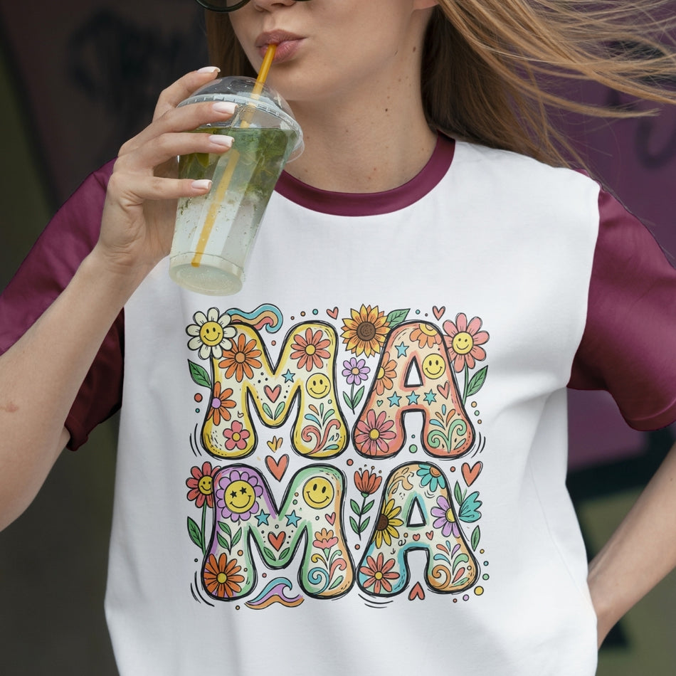 Retro Mama PNG Design, Groovy Floral Mom Sublimation Graphic, Hippie Mama Shirt Print, Cute Boho Motherhood Clipart, Digital Download  A1549