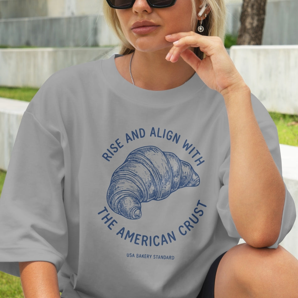 Rise And Align With The American Crust PNG, Funny Croissant Bakery Quote, Cafe Lover T Shirt Design Download A 1544