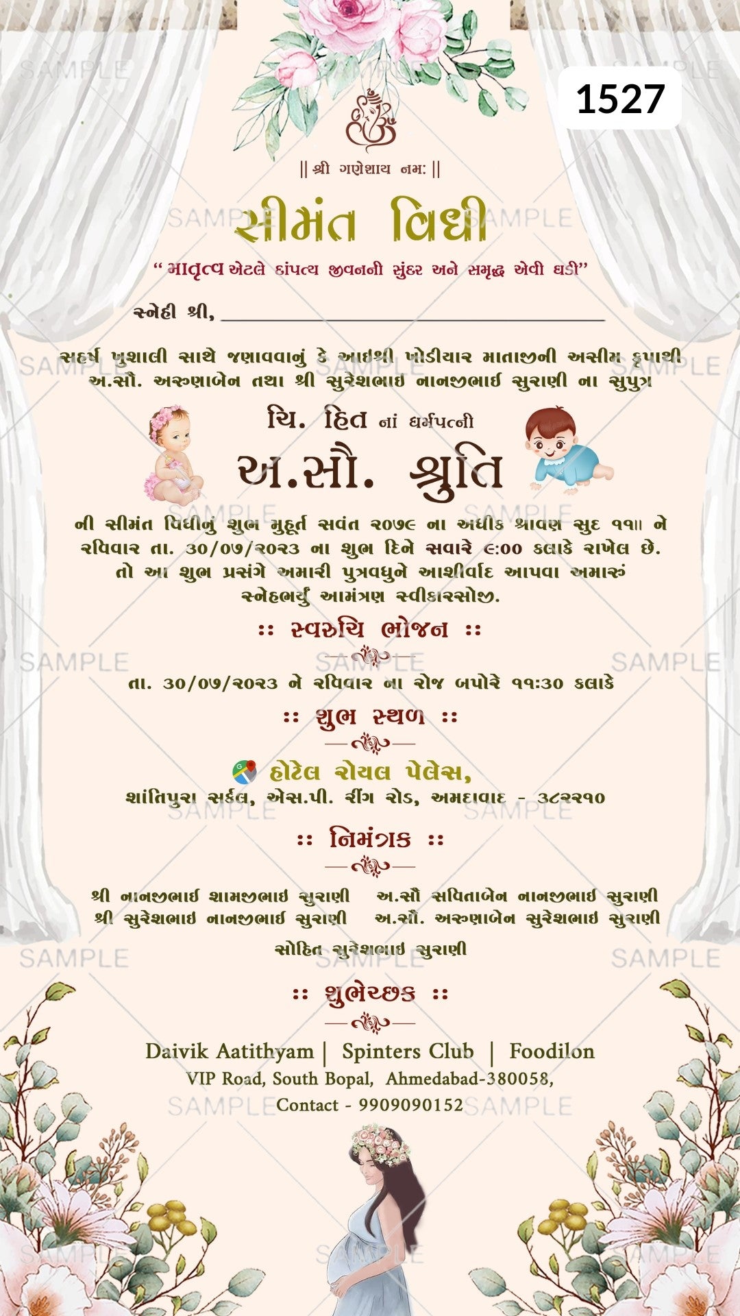 Simantvidhiinvitationcardtemplatewithflowers_dodleasfloralthemedesign.