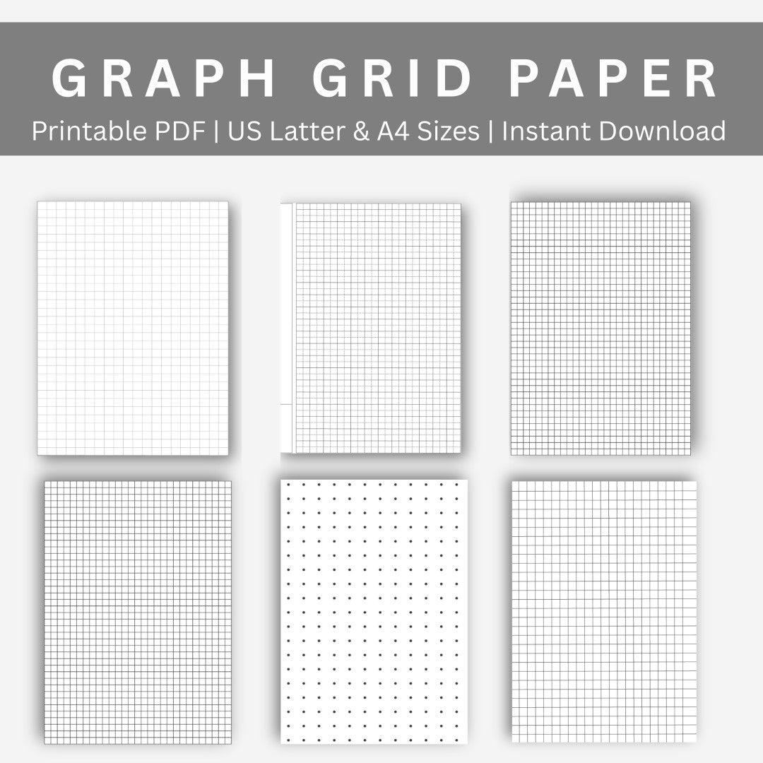 Graph grid paper samples with text on a gray background