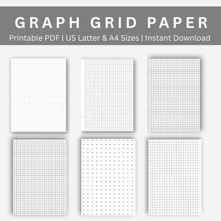 Graph grid paper samples with text on a gray background