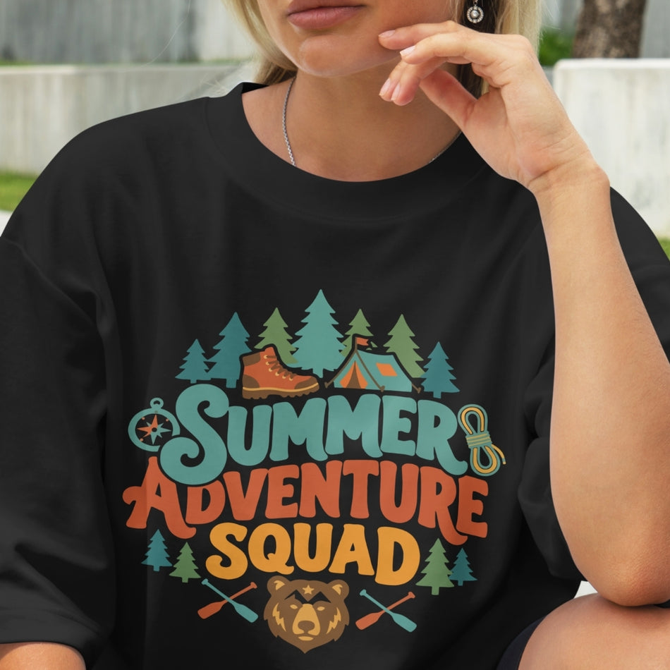 Summer Adventure Squad, Camping Tee, Outdoor Hiking Apparel, Nature Lover Gift, Retro Wilderness T-Shirt DTF Print, Forest Trip Outfit 1461