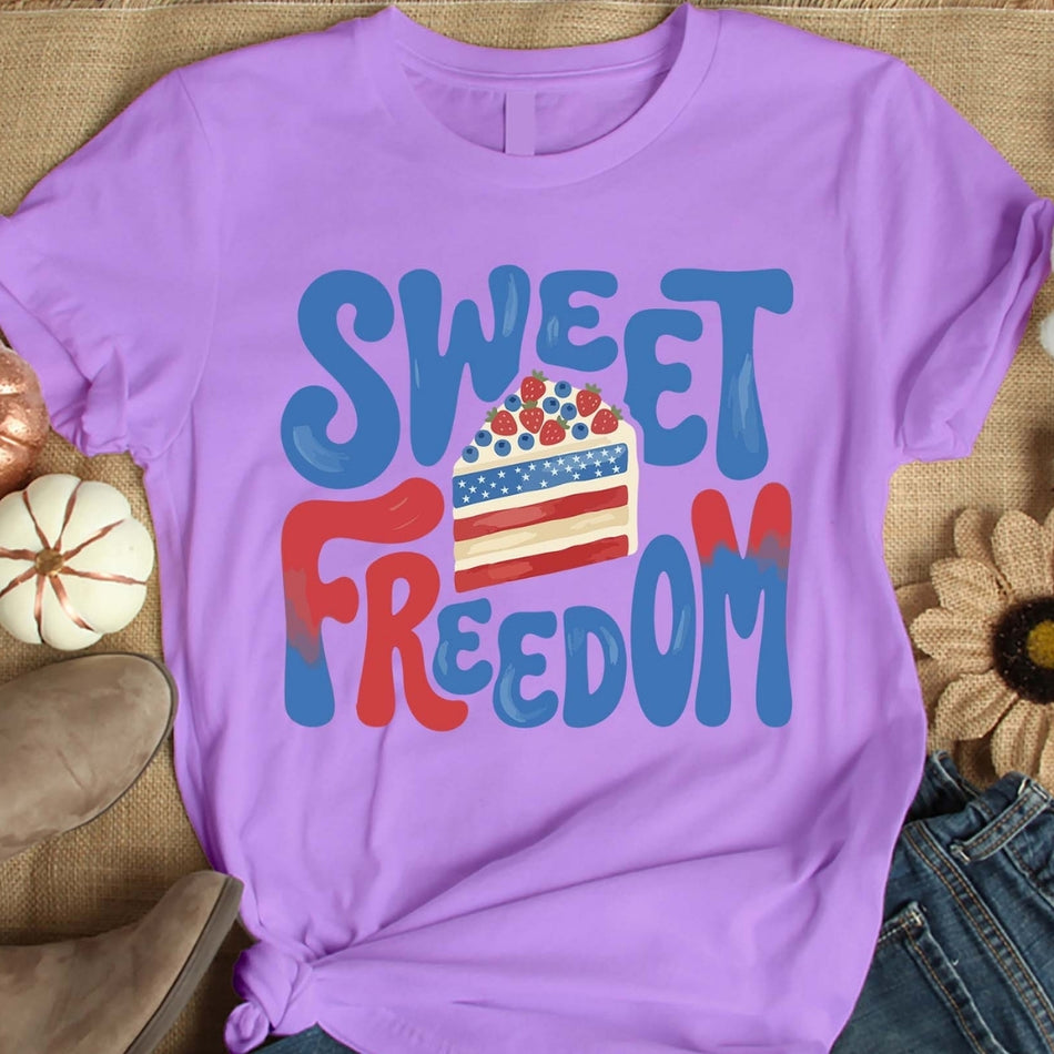 Sweet Freedom PNG, 4th Of July Cake Sublimation Design, Patriotic Dessert Shirt PNG, USA Independence Day Digital Download A 1649