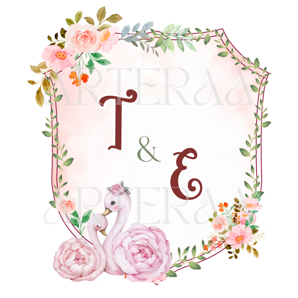 TE Wedding couple Logo PNG | 5 Monogram Designs | Digital Download for Cards & Invites