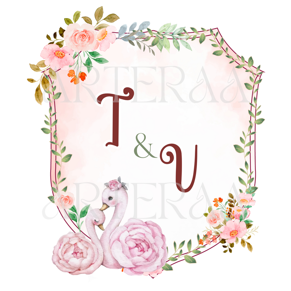 TV Wedding couple Logo PNG | 5 Monogram Designs | Digital Download for Cards & Invites