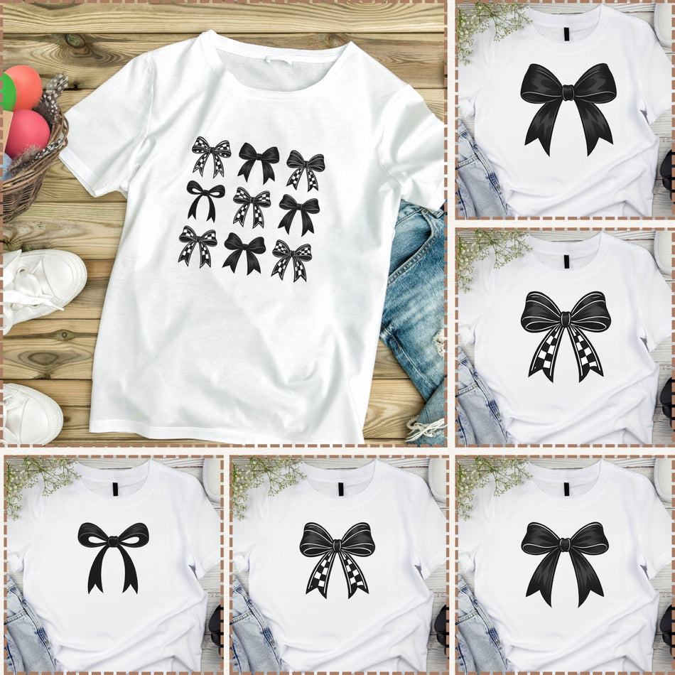 Trendy Black Striped Bow PNG Bundle | Chic Bow Clipart | Sublimation Designs | Instant Download - C8
