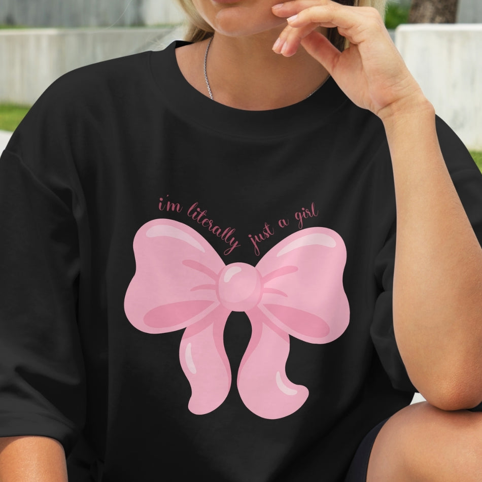 I’m Literally Just a Girl PNG, Coquette Bow Shirt Design, Pink Girly Sublimation File, Trendy Feminine Graphic Tee Download  A1487