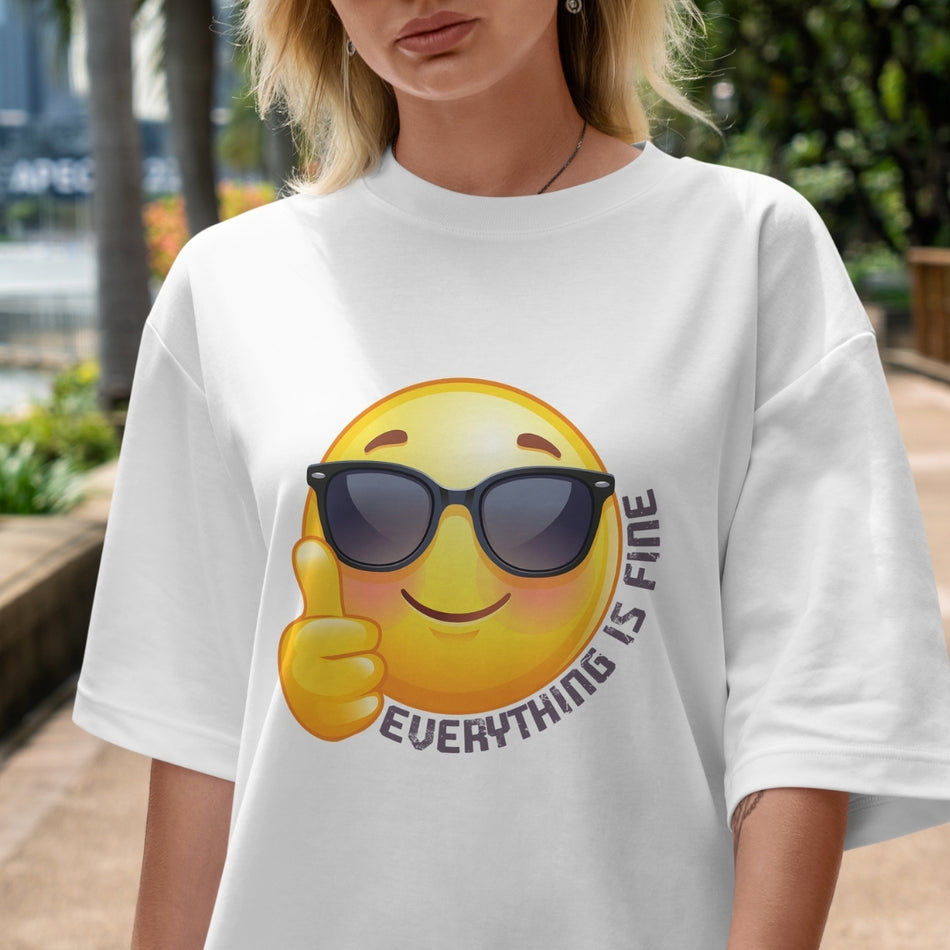 Everything Is Fine PNG, Funny Emoji Quote Design, Cool Smiley Face Graphic, Trendy Meme Sublimation Print, T Shirt Design Download  A1502