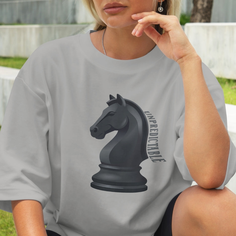 Unpredictable Chess Knight PNG, Horse Piece Graphic Design, Strategy Quote Art, Minimalist Dark Aesthetic, T Shirt Sublimation Download A1458
