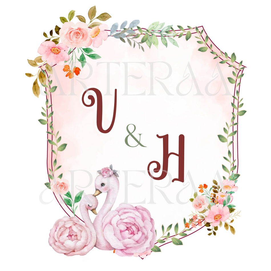 VH Wedding couple Logo PNG | 5 Monogram Designs | Digital Download for Cards & Invites