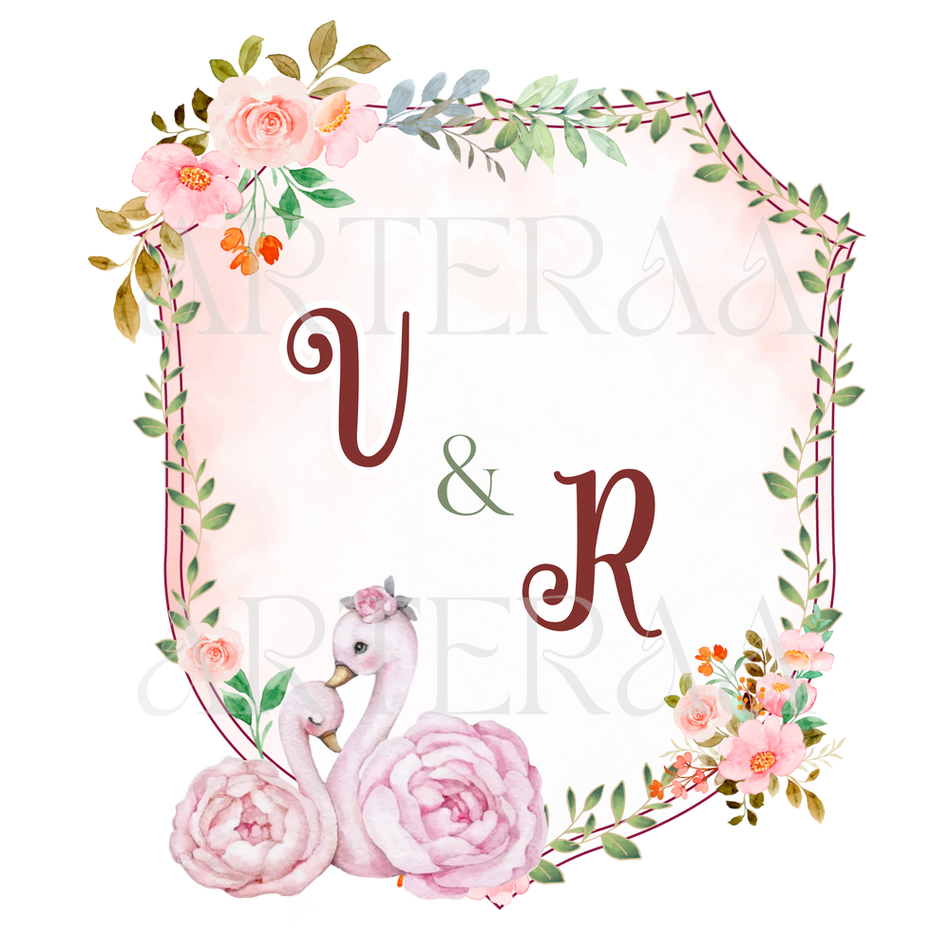 VR Wedding couple Logo PNG | 5 Monogram Designs | Digital Download for Cards & Invites