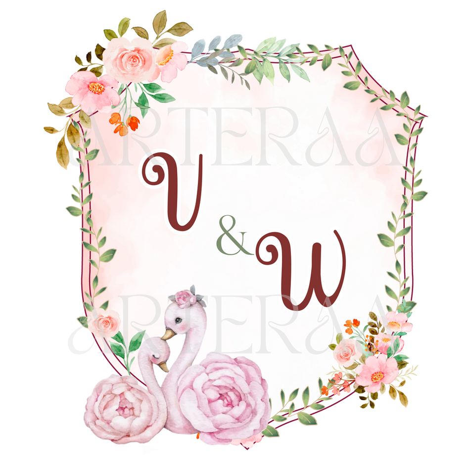 VW Wedding couple Logo PNG | 5 Monogram Designs | Digital Download for Cards & Invites