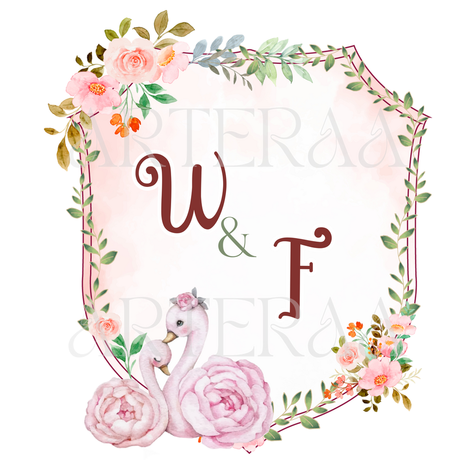 WF Wedding couple Logo PNG | 5 Monogram Designs | Digital Download for Cards & Invites