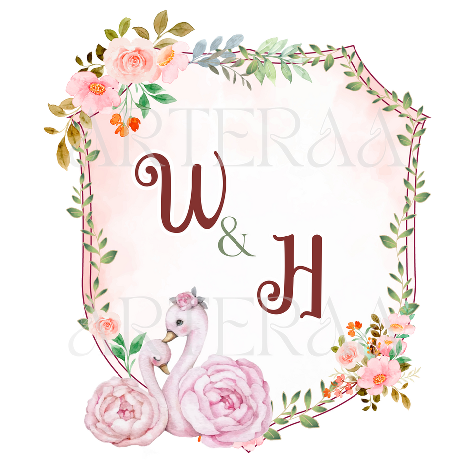 WH Wedding couple Logo PNG | 5 Monogram Designs | Digital Download for Cards & Invites