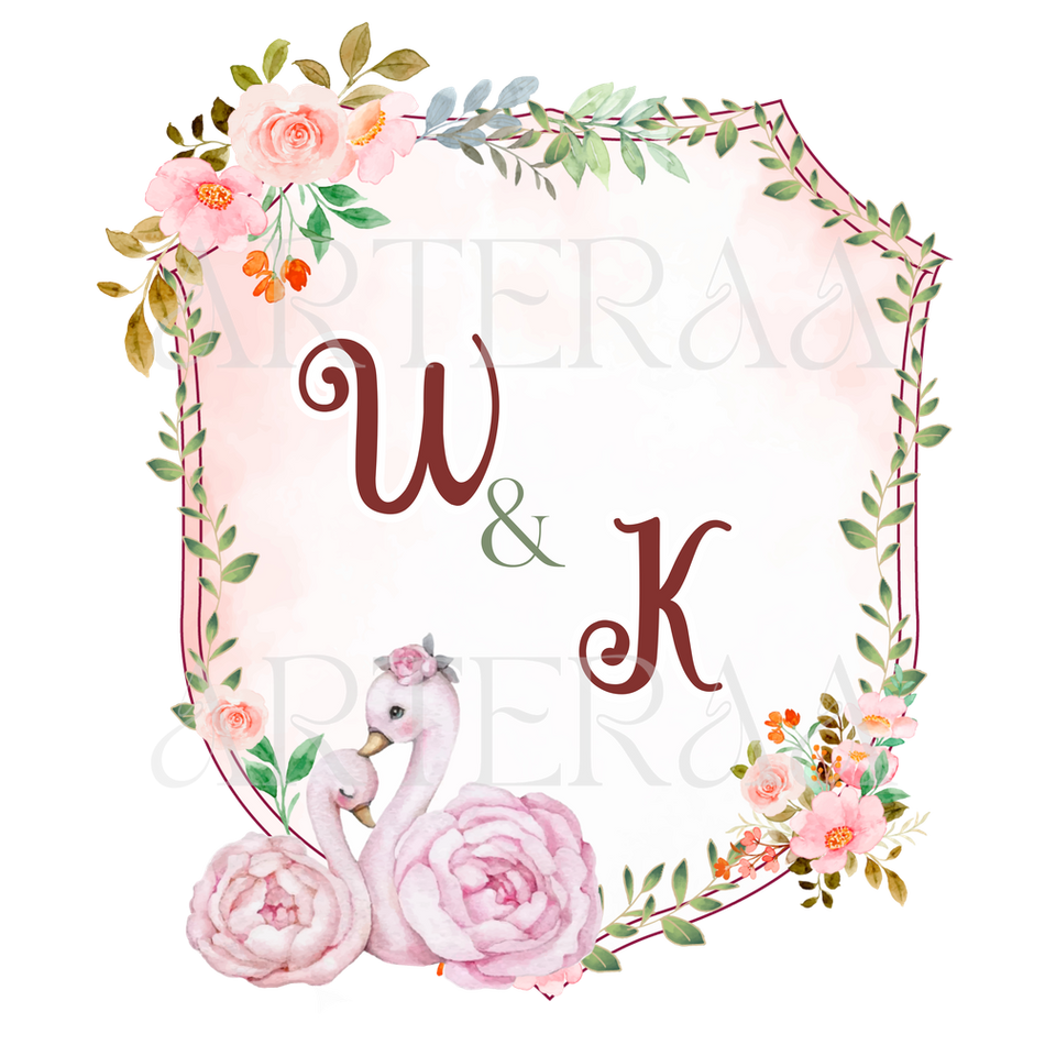 WK Wedding couple Logo PNG | 5 Monogram Designs | Digital Download for Cards & Invites
