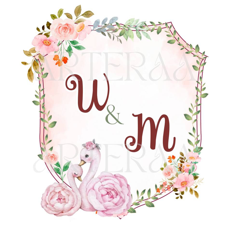 WM Wedding couple Logo PNG | 5 Monogram Designs | Digital Download for Cards & Invites