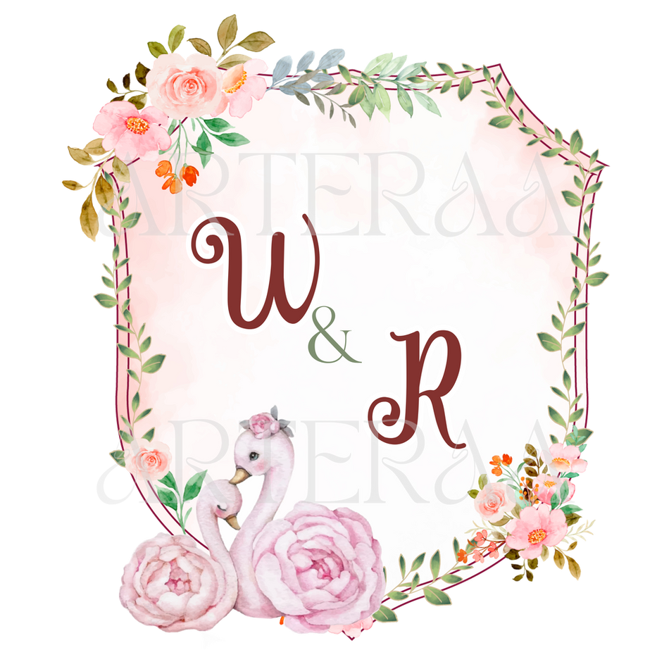 WR Wedding couple Logo PNG | 5 Monogram Designs | Digital Download for Cards & Invites