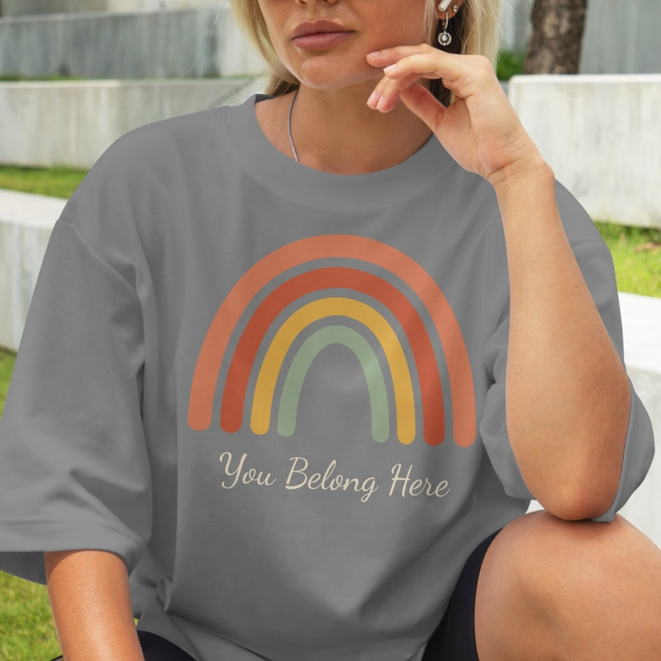 You Belong Here SVG PNG, Rainbow Shirt Design, Inspirational Teacher Graphic, Inclusive Classroom Quote, Boho Vintage Sublimation Download  A1501